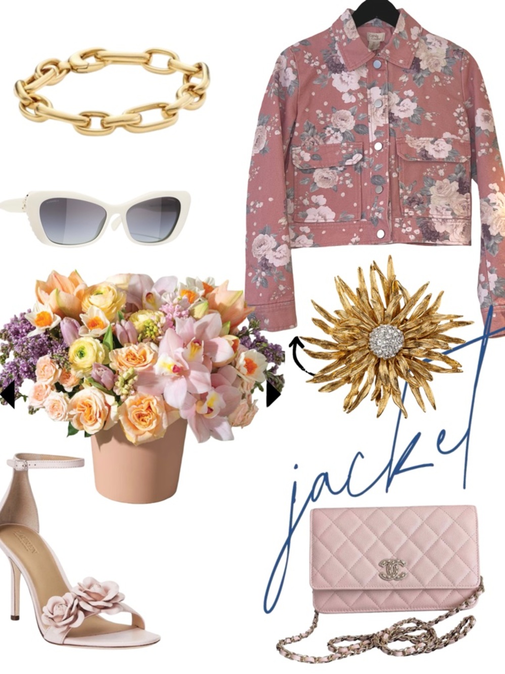 Camila Coelho Floral Pink Denim Jacket